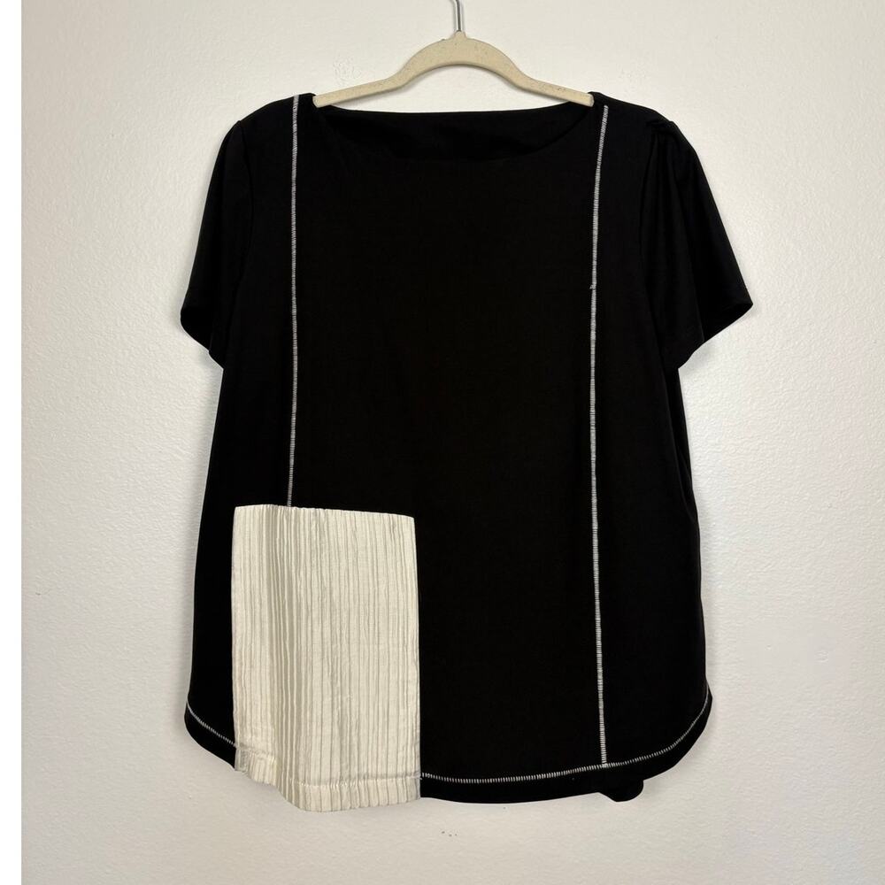 Alembika Ozai N Ku Patch Work Jersey Knit Short Sleeve Oversized Top Large